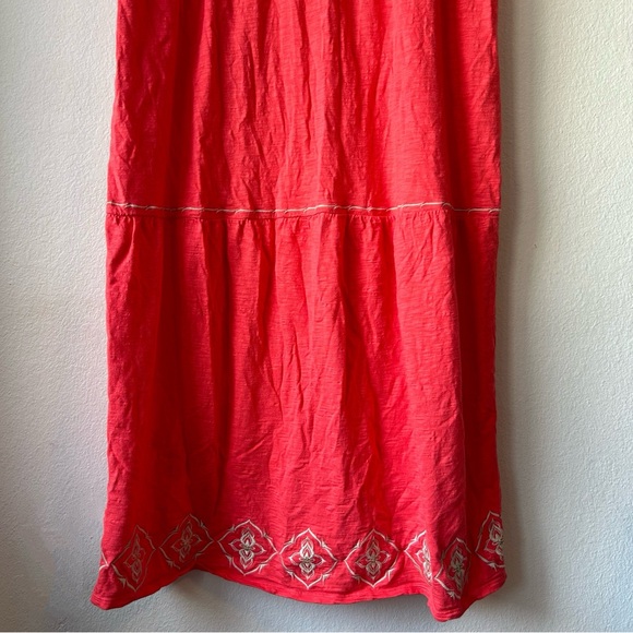 J Jill Maxi Dress 1X Tiered Embroidered Beaded Coral Beach Casual Cruise Boho - Picture 12 of 16